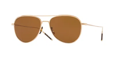 Pre-owned Oliver Peoples 0ov 1276st Tk-3 531153 Brushed Gold Unisex Sunglasses In Brown
