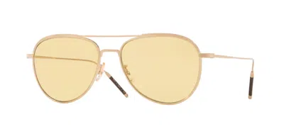 Pre-owned Oliver Peoples 0ov 1276st Tk-3 5311r6 Brushed Gold/yellow Sunglasses