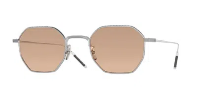 Pre-owned Oliver Peoples 0ov 1299t Tk-5 5254 Brushed Silver Titanium Unisex Eyeglasses In Dusk Beach