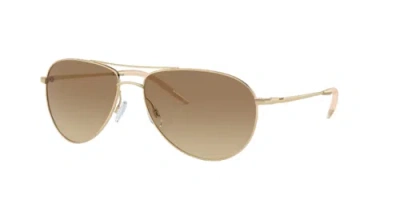 Pre-owned Oliver Peoples 0ov1002s-59524251 Pilot Gold In Brown