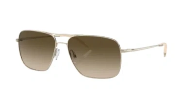 Pre-owned Oliver Peoples 0ov1150s-58503585 Rectangle Gold In Green