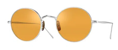 Pre-owned Oliver Peoples 0ov1293st G. Ponti-3 5254n9 Brushed Chrome Polarized Sunglasses In Brown