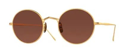 Pre-owned Oliver Peoples 0ov1293st G. Ponti-3 5414c5 Brushed Brass Unisex Sunglasses In Red