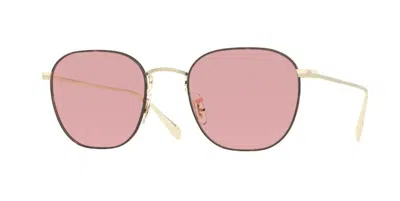 Pre-owned Oliver Peoples 0ov1305 Clyne 5320 Brushed Gold/tortoise Gold Pink Sunglasses In Pink Wash