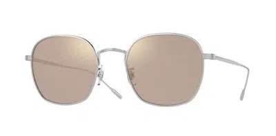 Pre-owned Oliver Peoples 0ov1307st Ades 50365d Silver/chrome Taupe Photo Square Sunglasses