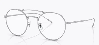 Pre-owned Oliver Peoples 0ov1309st Reymont 5254sb Brushed Silver/blue Unisex Eyeglasses In Blue Block