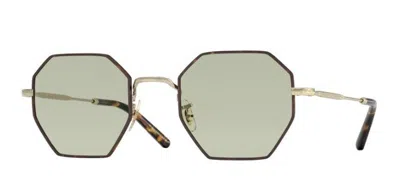 Pre-owned Oliver Peoples 0ov1312 Holender 5320 Brushed Gold/tortoise Eyeglasses/sunglasses In Green