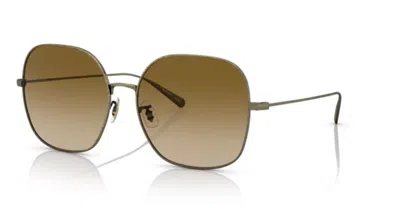 Pre-owned Oliver Peoples 0ov1315st Deadani 528489 Antique Gold/gradient Brown Sunglasses