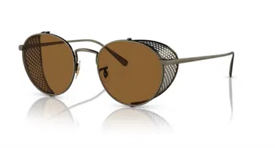 Pre-owned Oliver Peoples 0ov1323s Cesarino-m 528453 Antique Gold/true Brown Sunglasses