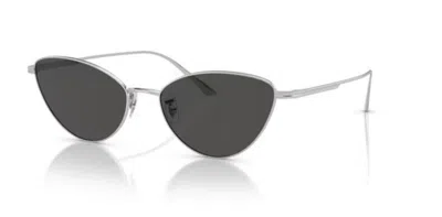 Pre-owned Oliver Peoples 0ov1328s 503687 Silver Grey Cat Eye 56mm Women's Sunglasses In Gray