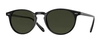 Pre-owned Oliver Peoples 0ov5004su Riley Sun 1005p1 Black Polarized Unisex Sunglasses In Green