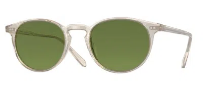 Pre-owned Oliver Peoples 0ov5004su Riley Sun 109452 Buff Polarized Round Unisex Sunglasses In Green