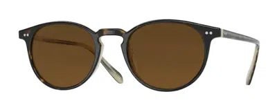 Pre-owned Oliver Peoples 0ov5004su Riley Sun 166657 362/horn Havana Polarized Sunglasses In True Brown Polar