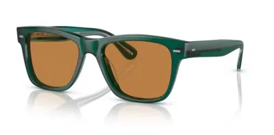 Pre-owned Oliver Peoples 0ov5393su 176353 Translucent Teal/cognac 54mm Men's Sunglasses In Brown