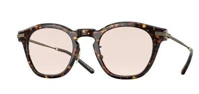 Pre-owned Oliver Peoples 0ov5496 Len 1741 Atago Tortoise Havana Square Unisex Eyeglasses In Clear