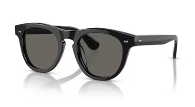 Pre-owned Oliver Peoples 0ov5509su Rorke 1731r5 Black/carbon Grey 47mm Round Sunglasses In Gray