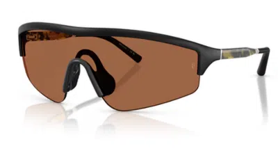 Pre-owned Oliver Peoples 0ov5560s R-7 700153 Semi Matte Black Clay Shield Men's Sunglasses In Orange