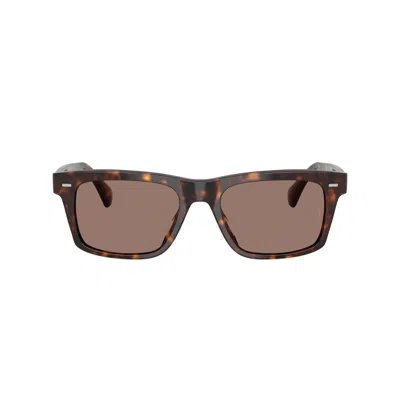 Oliver Peoples 0ov5596su Rectangular Tortoiseshell Acetate Sunglasses With Metallic Accents In Brown