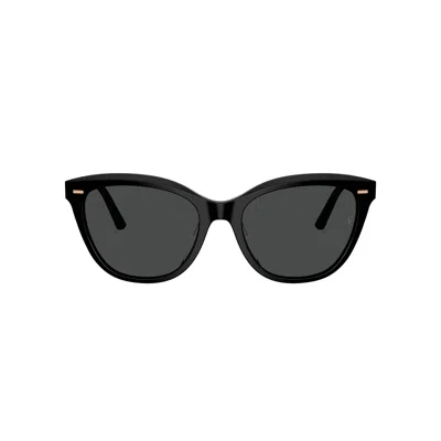 Oliver Peoples 0ov5597su Glossy Black Cat-eye Sunglasses With Rose Gold Accents
