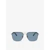 Oliver Peoples Womens Ov1343s R-2 Pilot-frame Metal Sunglasses Silver In Silver