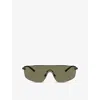Oliver Peoples Womens Ov1344s R-5 Shield-frame Metal Sunglasses Black In Black