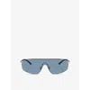 Oliver Peoples Womens Ov1344s R-5 Shield-frame Metal Sunglasses Silver In Silver