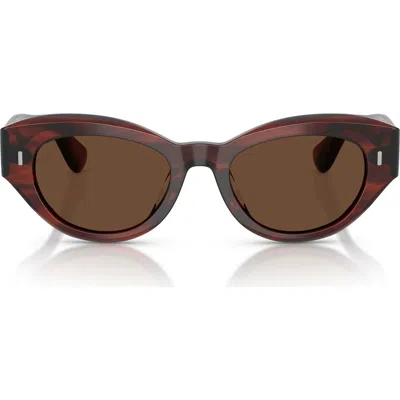 Oliver Peoples 50mm Lerrue Polarized Oval Sunglasses In Brown