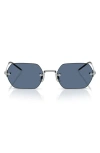 Oliver Peoples Tk-13 Round-frame Rimless Silver-tone Sunglasses In Metallic