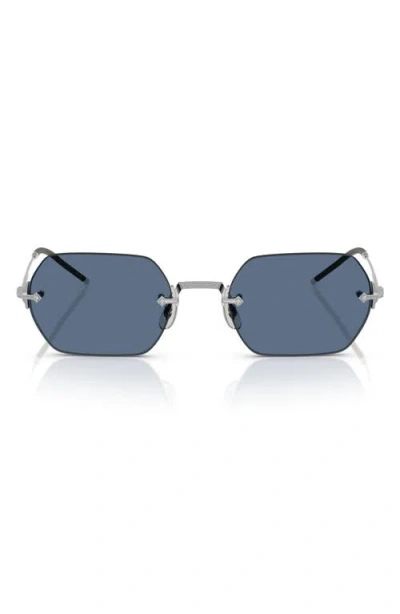 Oliver Peoples Tk-13 Round-frame Rimless Silver-tone Sunglasses In Metallic