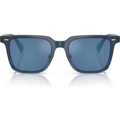 Oliver Peoples 52mm Rectangular Polarized Sunglasses In Blue