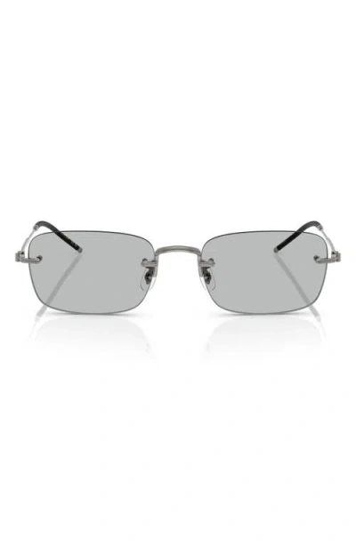 Oliver Peoples 53mm Rectangular Optical Glasses In Pewter/demo Lens Grey Wash