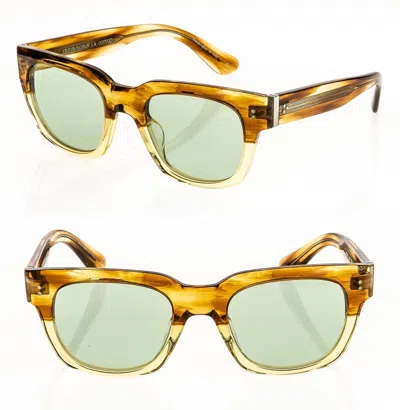 Pre-owned Oliver Peoples 5433 Shiller Brown Honey Green Rectangle Sunglasses Ov5433u