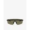 Oliver Peoples Womens Ov5556s R-4 Shield-frame Bio-nylon Sunglasses Black In Black