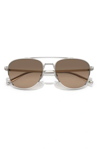 Oliver Peoples 55mm Rivetti Polarized Pilot Sunglasses In Silver