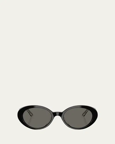 Oliver Peoples Acetate Oval Sunglasses In Black