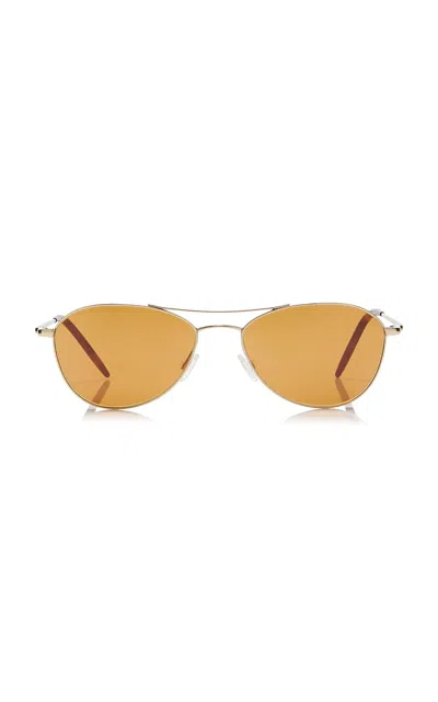 Oliver Peoples Aero Aviator Metal Sunglasses In Orange