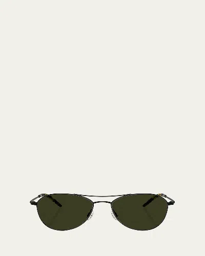 Oliver Peoples Aero Ii Steel Aviator Sunglasses In Black1