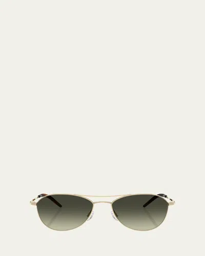 OLIVER PEOPLES AERO II STEEL AVIATOR SUNGLASSES