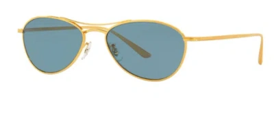 Pre-owned Oliver Peoples Aero L.a. Brushed Bright Gold Titanium Sunglasses Ov1245st 529q8 In Blue