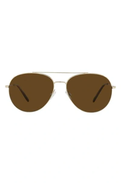 Oliver Peoples Airdale 58mm Polarized Pilot Sunglasses In Gold