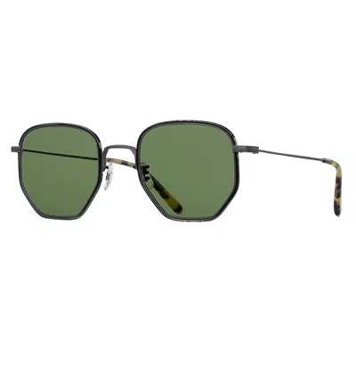 Pre-owned Oliver Peoples Alland Ov1233st 506252 50 Matte Black Green Titanium Sunglasses