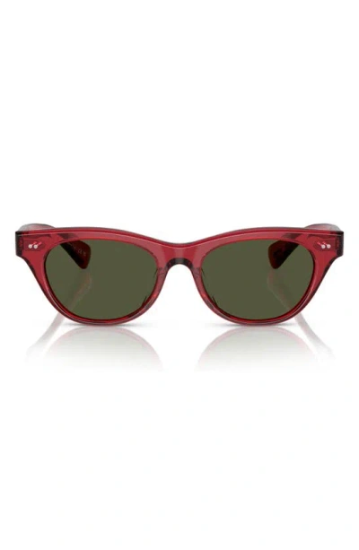 Oliver Peoples Avelin 52mm Butterfly Sunglasses In Transparent Red Green