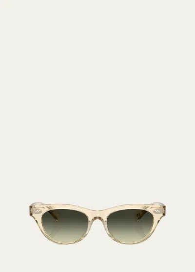Oliver Peoples Avelin Gradient Acetate Butterfly Sunglasses In Green Grad