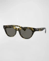 Oliver Peoples Avelin Havana Acetate Butterfly Sunglasses In Yellow Havana Dark Grey