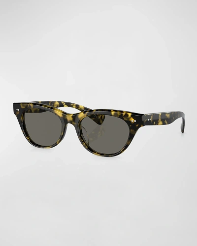 Oliver Peoples Avelin Havana Acetate Butterfly Sunglasses In Carbon Grey