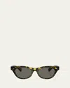 Oliver Peoples Avelin Havana Acetate Butterfly Sunglasses In Grey