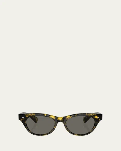 Oliver Peoples Avelin Havana Acetate Butterfly Sunglasses In Grey
