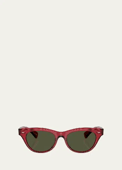 Oliver Peoples Avelin Havana Acetate Butterfly Sunglasses In Pink