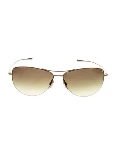 Pre-owned Oliver Peoples Aviator Gradient Sunglasses In Gold