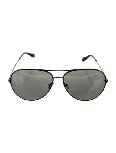 Pre-owned Oliver Peoples Aviator Mirrored Sunglasses In Black